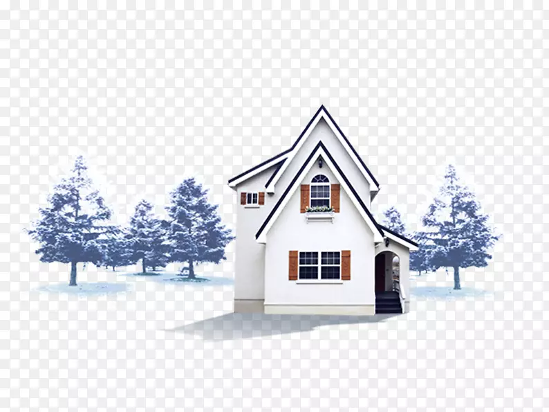 冬季雪人墙纸-冬天的房子和柏树