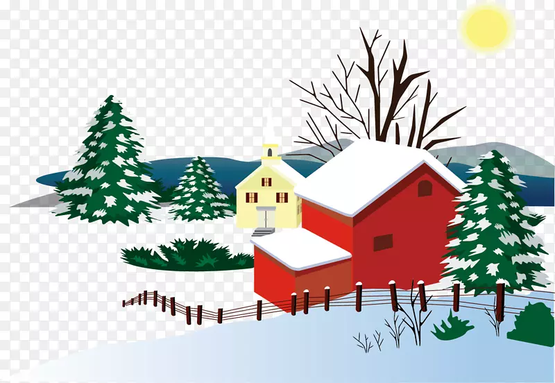 圣诞老人冬季雪屋材质雪暖冬