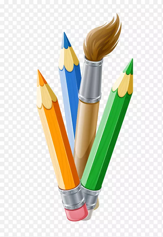 画笔彩色铅笔夹艺术油画图案
