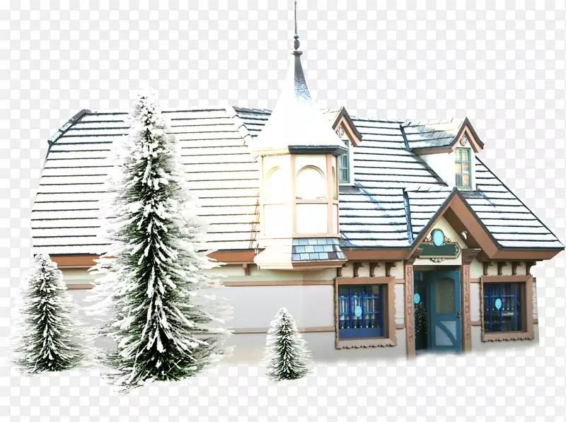 雪人动画屋-冬季建筑欧洲景观