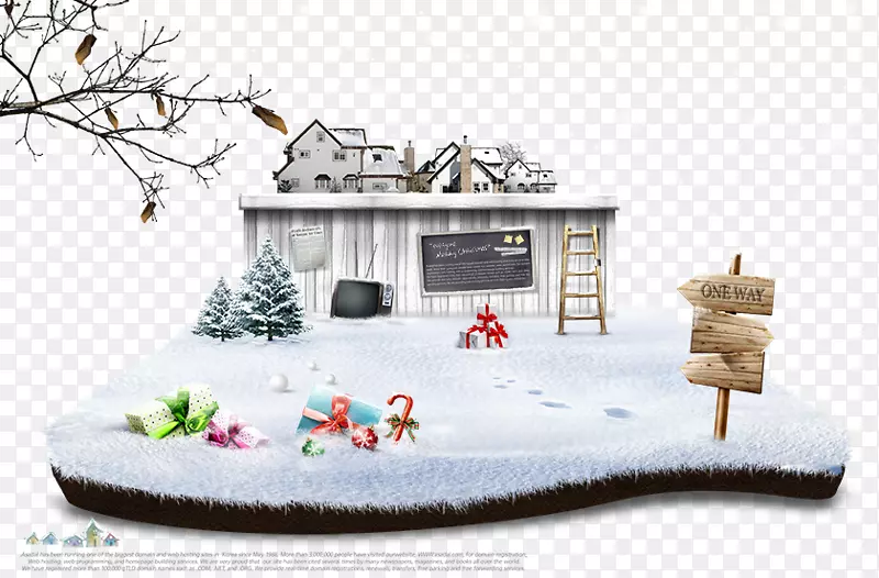 圣诞树雪景海报-冬季海报