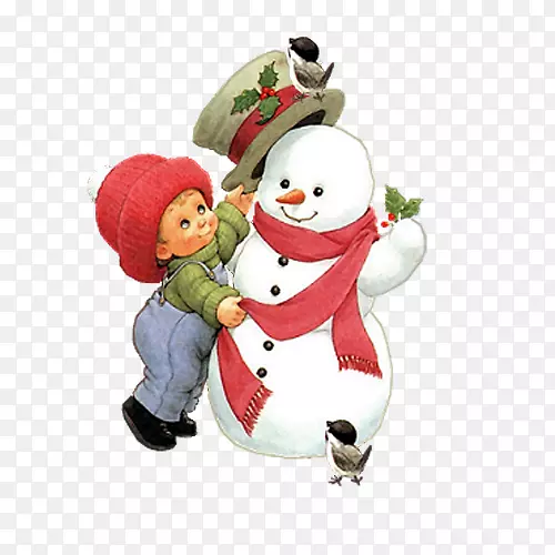 圣诞装饰品儿童动画剪贴画-儿童雪人