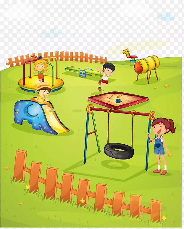 校园操场免费插图-儿童游戏设计材料