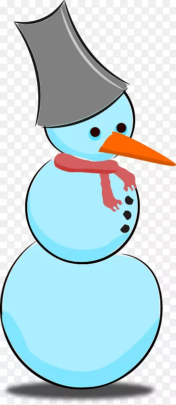 雪人剪贴画蓝色雪人戴着围巾