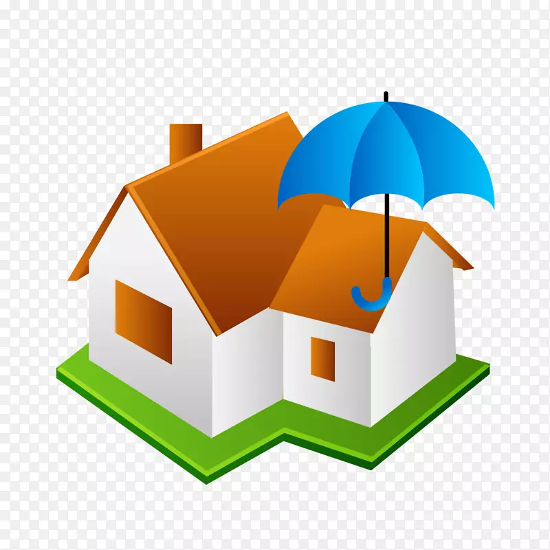 房屋画家和装饰师建筑图标-房屋模型和雨伞