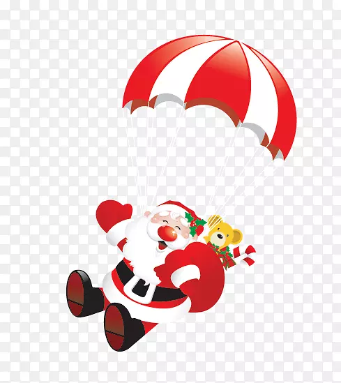 圣诞老人飞行圣诞剪贴画-圣诞老人带礼物伞创意