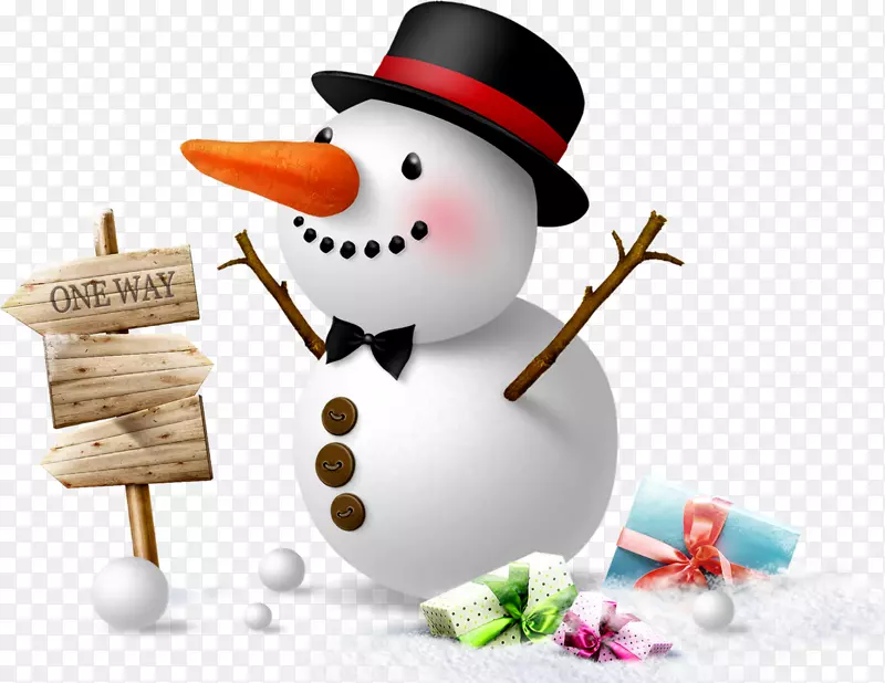 雪人圣诞节冬季壁纸雪人戴帽子