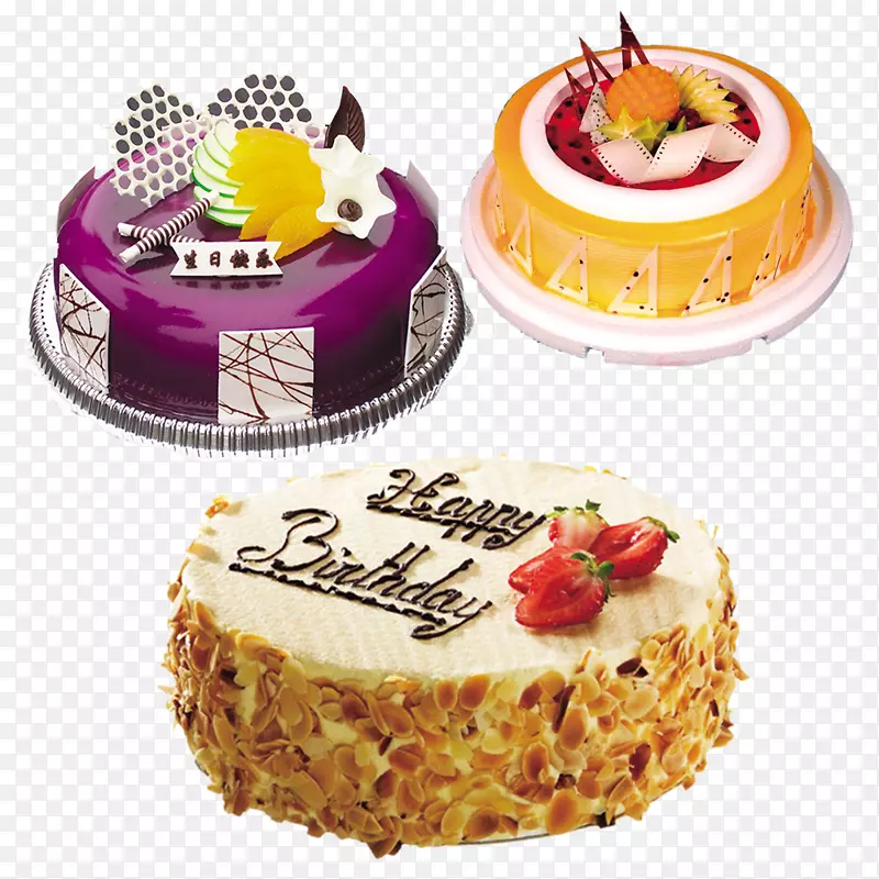 面包店生日蛋糕纸杯蛋糕软糖蛋糕三个蛋糕