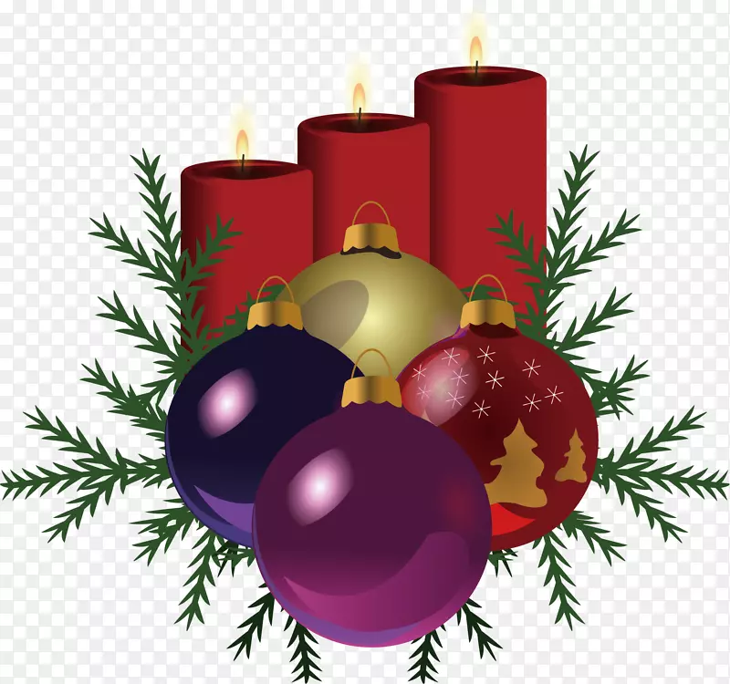 圣诞树，圣诞装饰，玩具剪贴画.蜡烛色材料气球