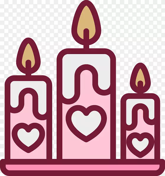 生日蛋糕可伸缩图形图标粉红心形蜡烛图案