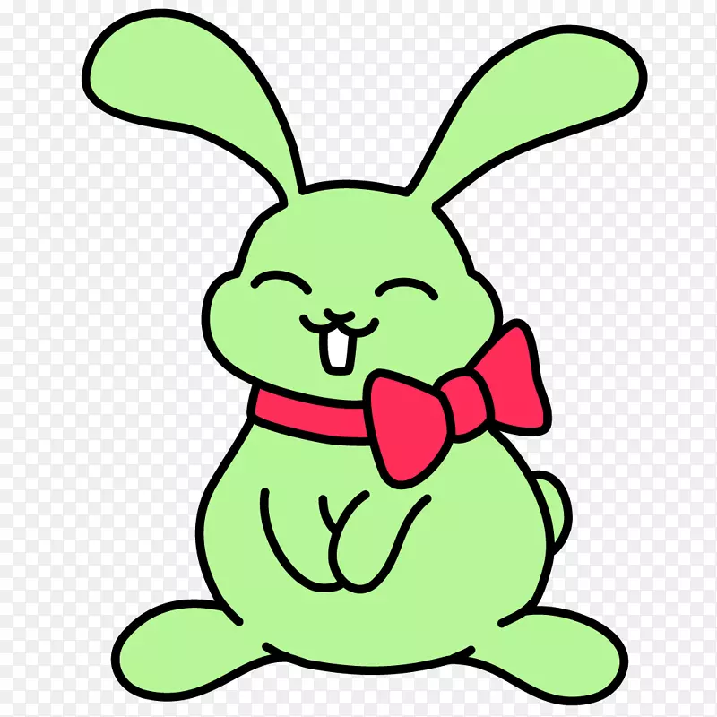复活节兔子家庭兔剪贴画-一只带蝴蝶结的兔子