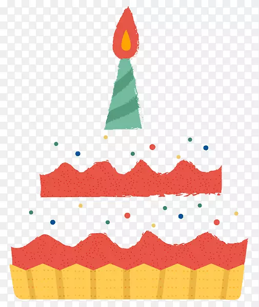 生日蛋糕奶油薄饼红烛配蛋糕
