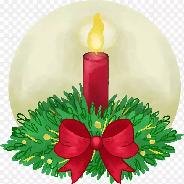 圣诞点缀灯蜡烛手绘红蜡烛