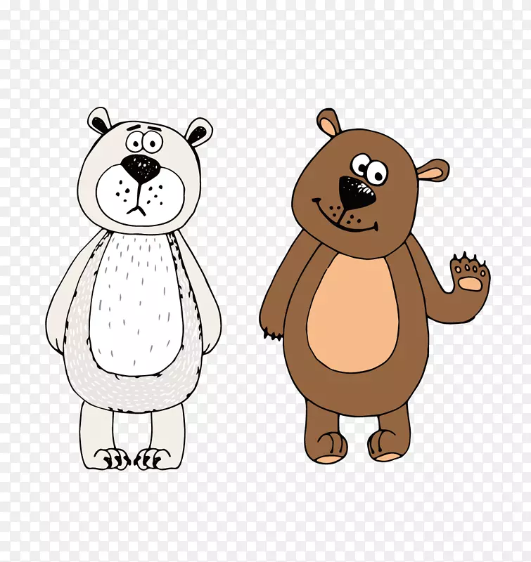 棕熊灰熊手绘卡通熊留孟