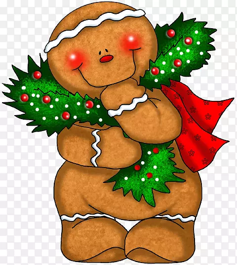 姜糖手杖姜饼人圣诞节-可爱的熊