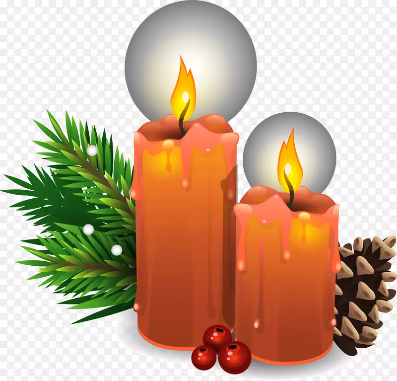 橙色蜡烛圣诞点缀-橙色锥形蜡烛