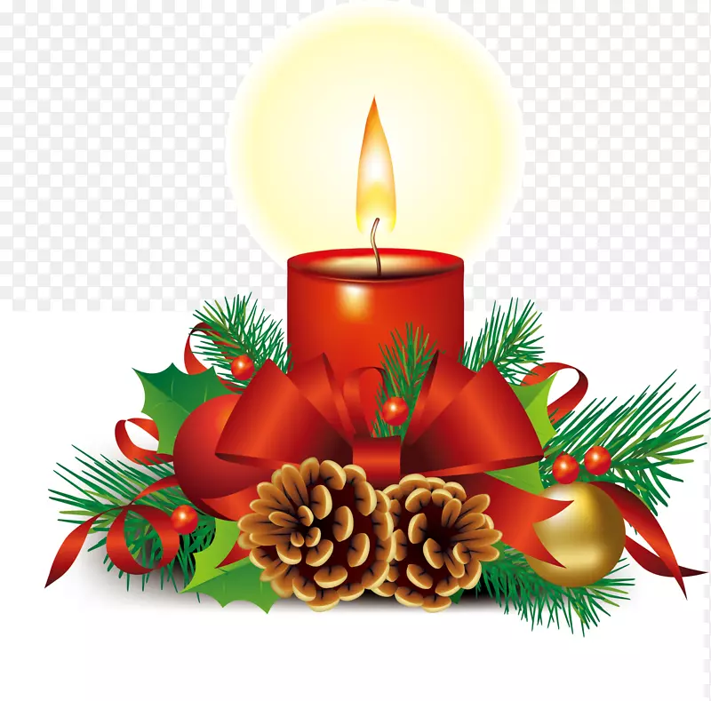 圣诞老人圣诞象征图-红色弓形蜡烛