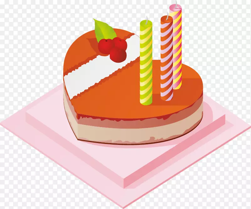 烤生日蛋糕芝士蛋糕手绘心形蛋糕蜡烛图案