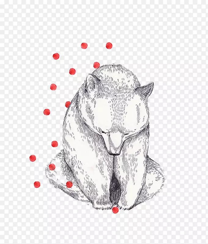 棕熊驼鹿画插图-手绘素描心熊