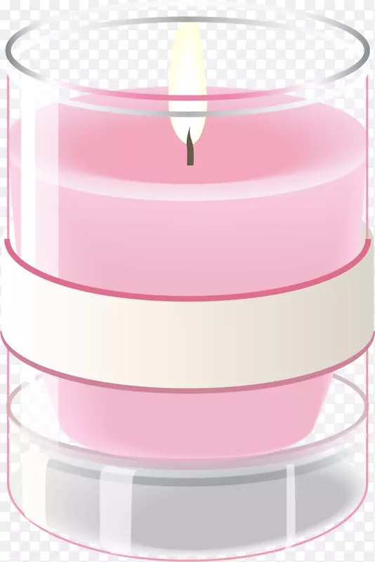 蜡烛剪贴画-卡通粉红蜡烛
