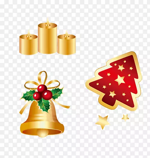 圣诞装饰圣诞树-金色蜡烛红铃树