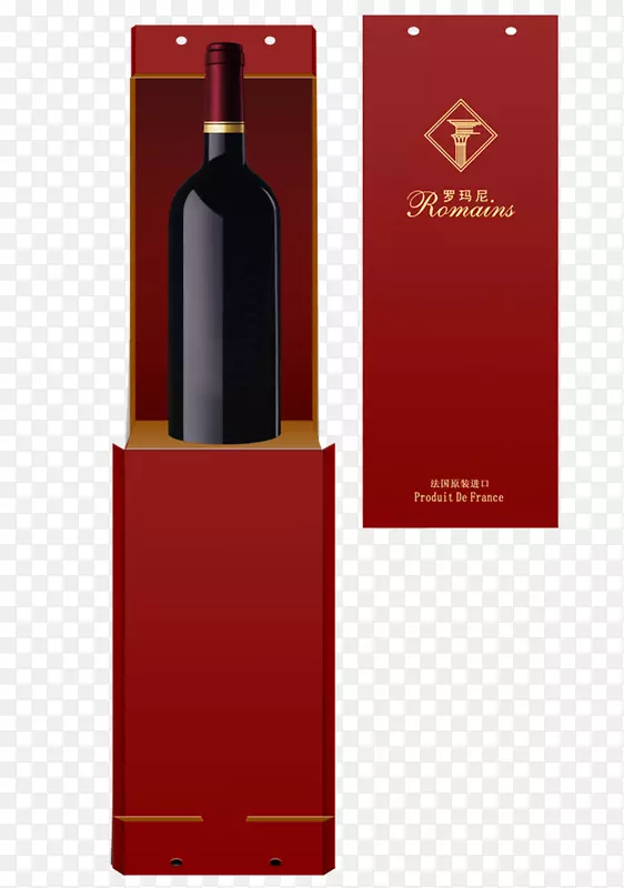红葡萄酒外包装和标签.一瓶红酒