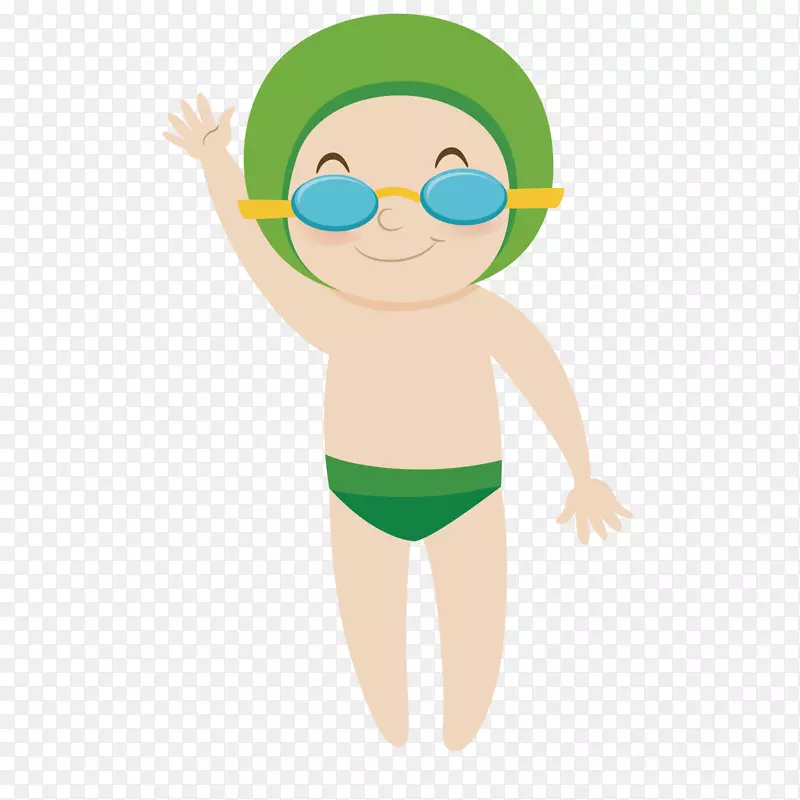 眼镜游泳插图-一个戴着护目镜的婴儿