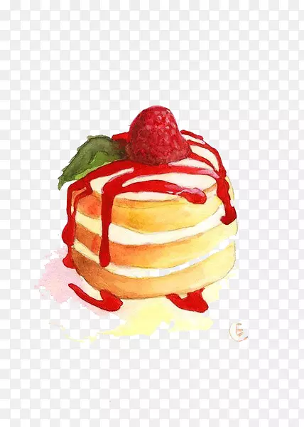 纸杯蛋糕海绵蛋糕绘画插图-草莓酱蛋糕