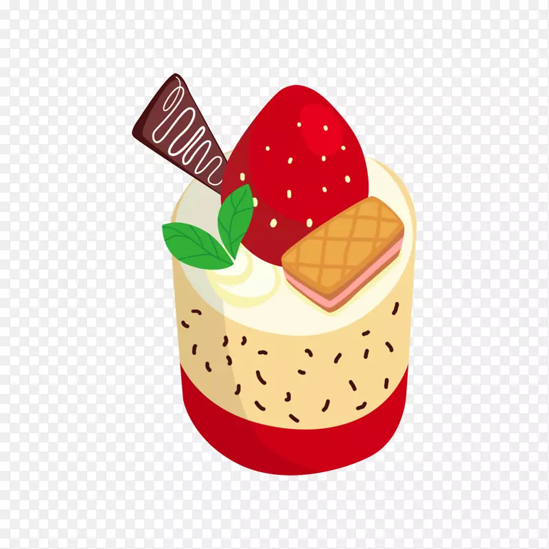 巧克力蛋糕卡通-手绘草莓圆蛋糕