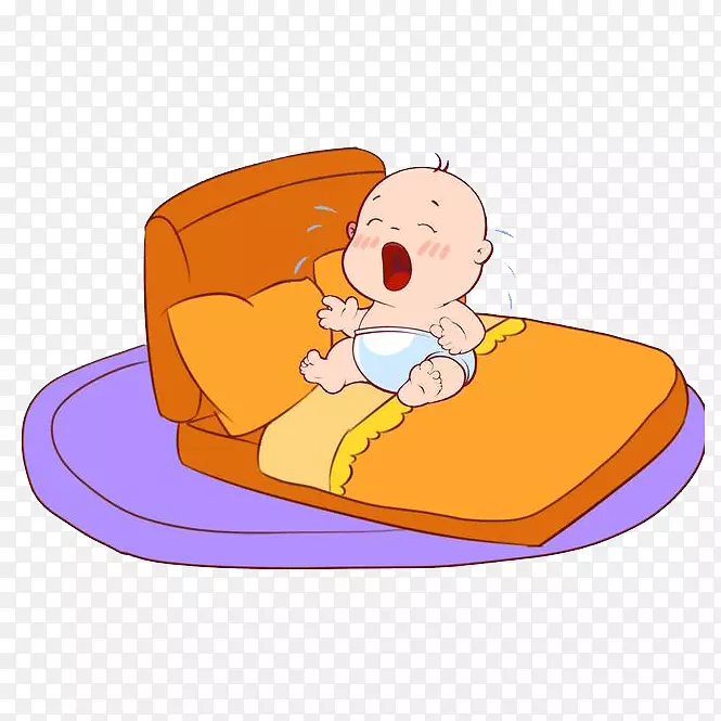 哭闹的婴儿睡觉-卡通婴儿在床上哭泣