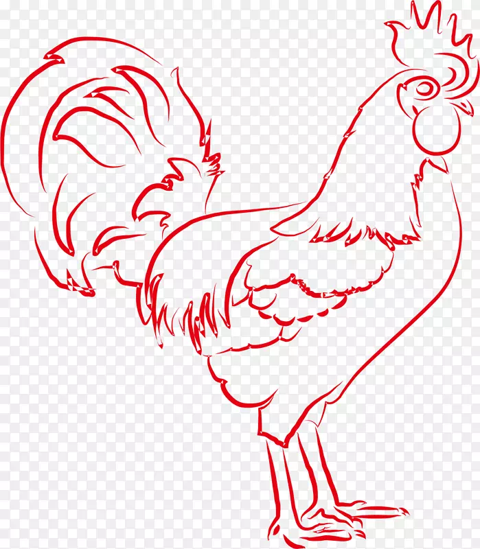 鸡纸公鸡画-新年红公鸡