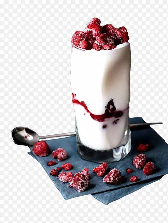 牛奶奶油早餐冷冻酸奶泡泡浆果草莓
