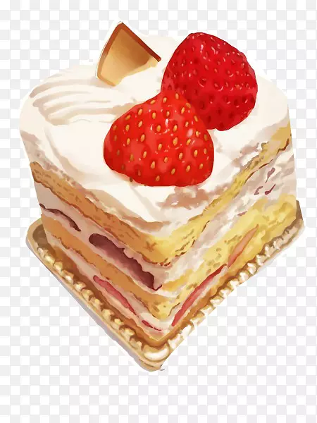 生日蛋糕短饼甜点插图-草莓榴莲奶油蛋糕