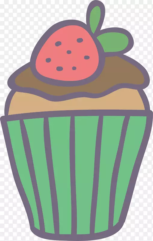 纸杯蛋糕托草莓奶油蛋糕卡通.手绘草莓蛋糕