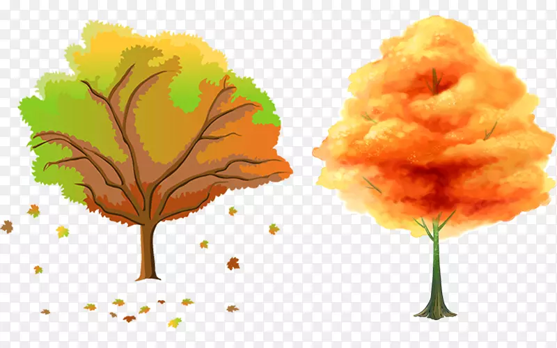 树木季节秋剪贴画-秋季树木材料