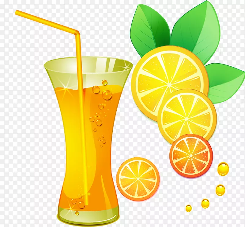 橙汁苹果汁非酒精饮料剪辑艺术-美味的一杯橙汁创意