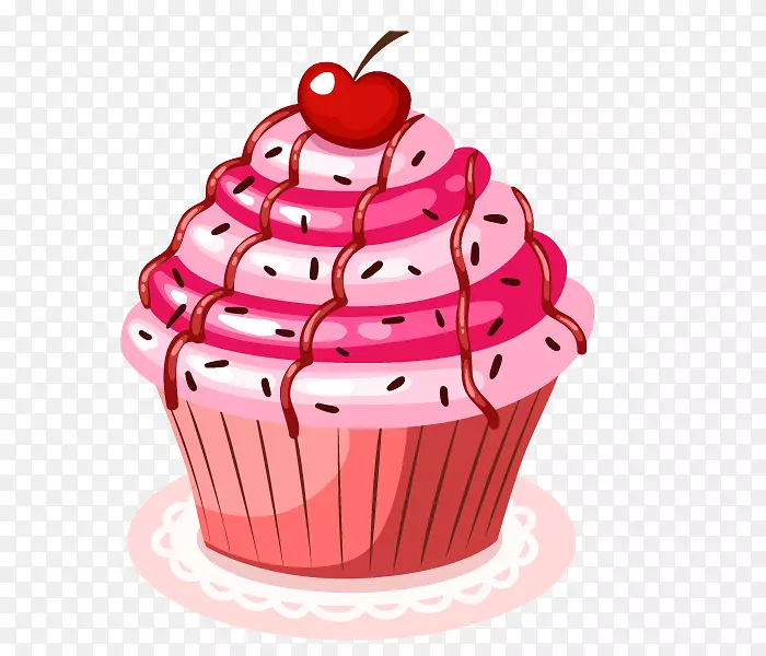 蛋糕店生日蛋糕巧克力蛋糕松饼卡通手绘粉红樱桃纸杯蛋糕