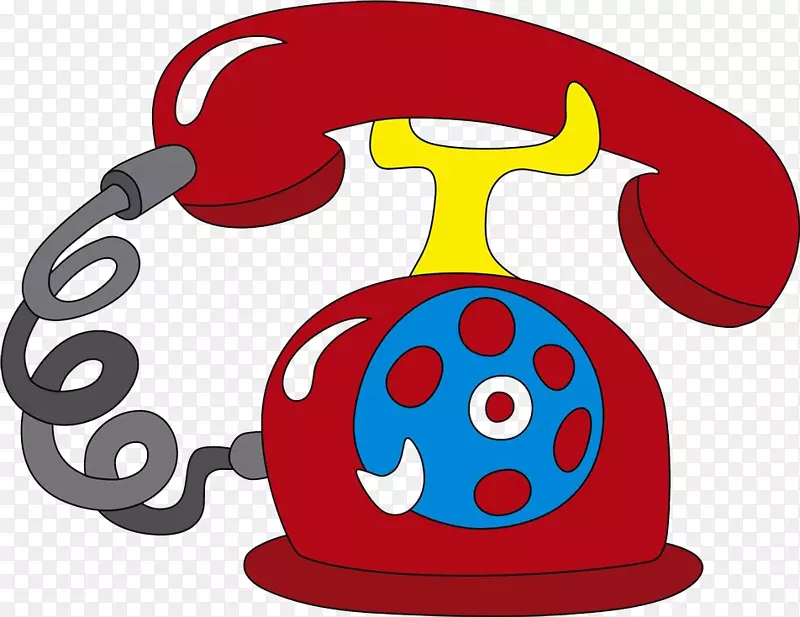 电话转盘移动电话图标.卡通手绘手机红色古董