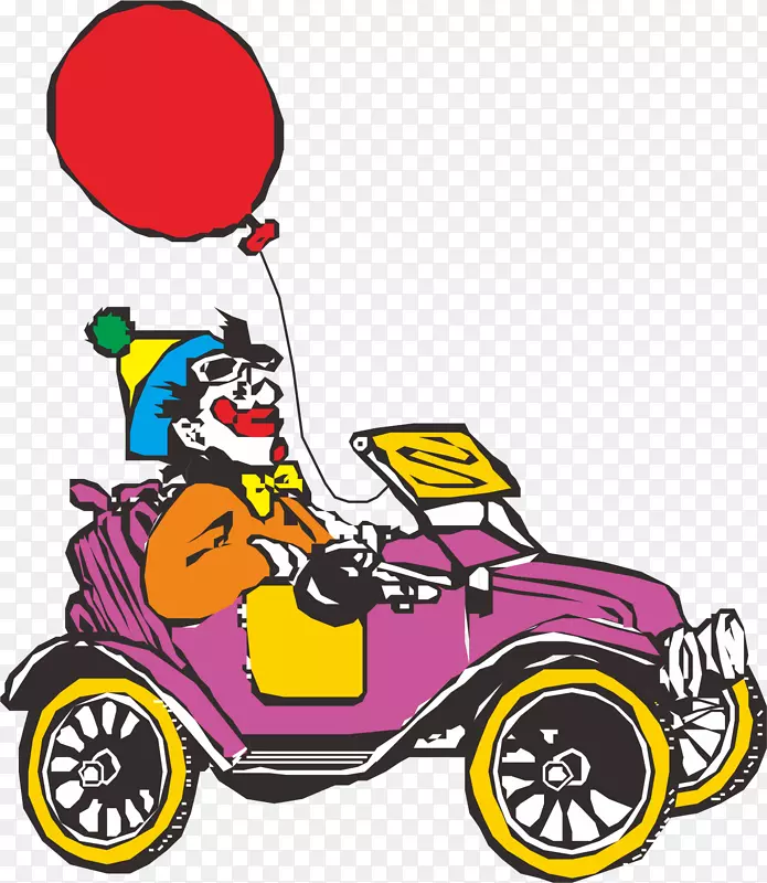 汽车小丑剪贴画-敞开式老式轿车