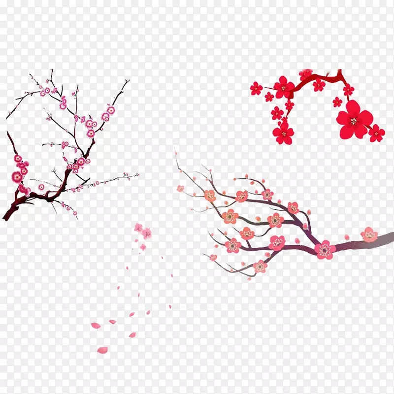 樱花树丝瓜-简单手绘樱桃树无扣材料