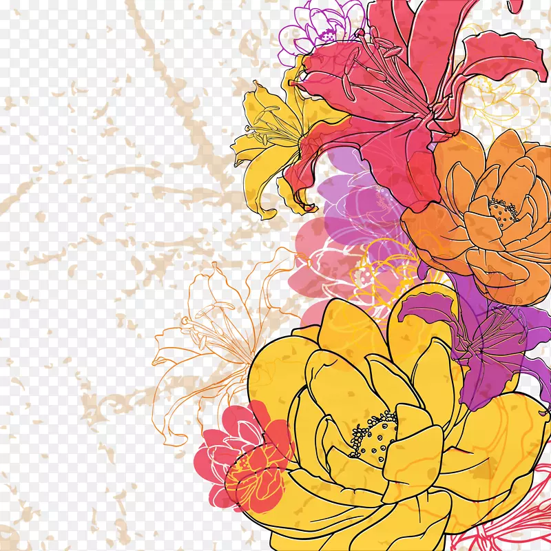 花卉版税.免摄影插图.老式花卉装饰背景插图材料