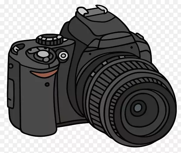 单镜头反射式照相机绘图摄影.单反相机简单笔画