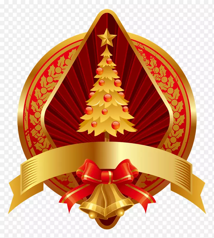 黄金圣诞装饰品铃铛插图-祝贺卡节日红小麦