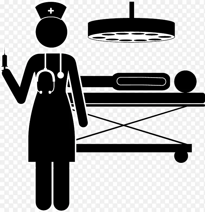 护理图.护士手术台的黑色轮廓