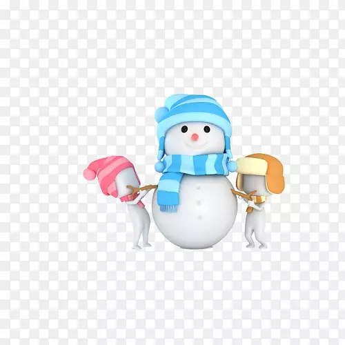 桌上雪人画-卡通圣诞雪人和儿童