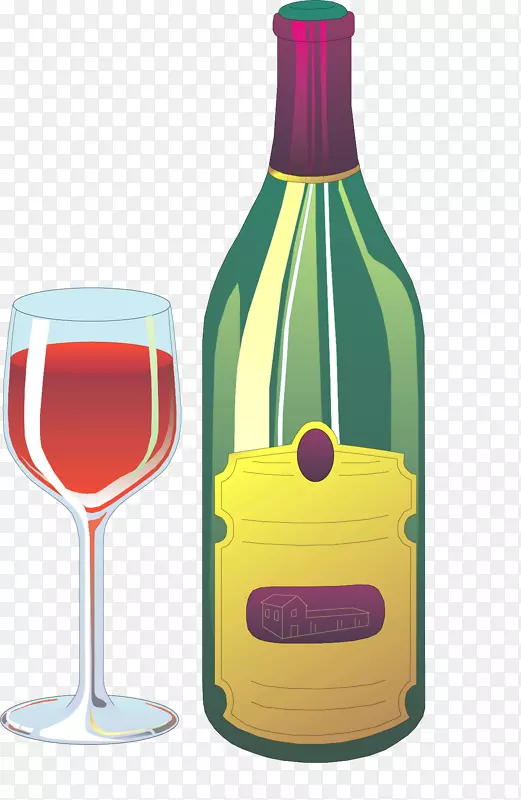 白葡萄酒红酒香槟酒玻璃瓶手绘葡萄酒