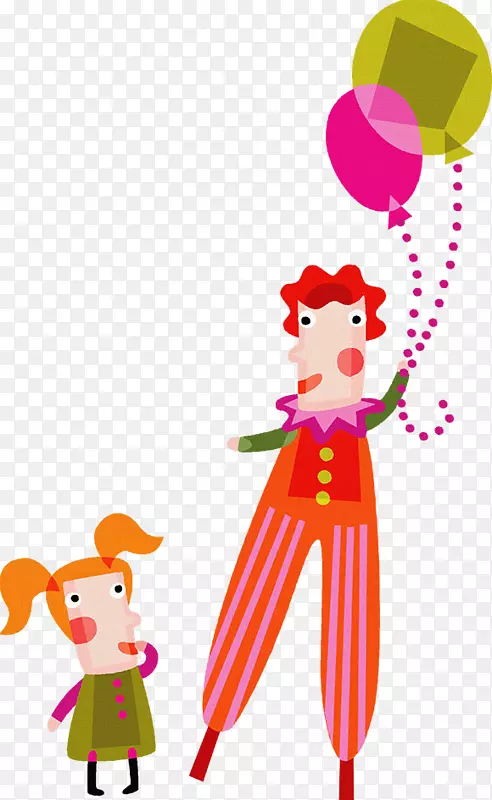 表演小丑卡通马戏团卡通气球插图