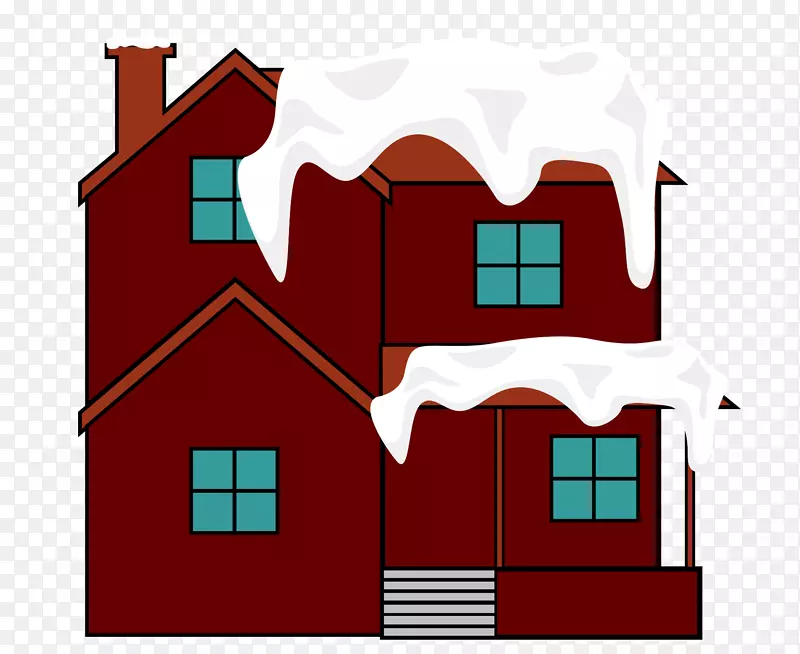 建筑屋顶房屋.红色房屋积雪建筑屋顶