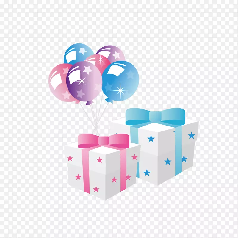 婚礼邀请函生日气球剪贴画彩色礼品盒风格气球