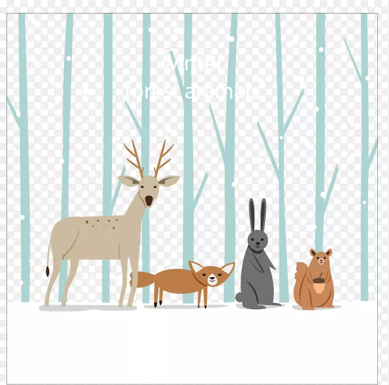 冬季驯鹿动物-雪地上的小动物